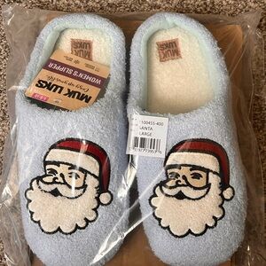 Muk Luks Light Blue Santa Slippers